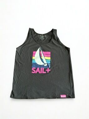 Pink Dolphin Black Tank Top with Multicolor Sail Graphic